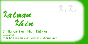kalman khin business card